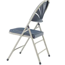 NPS 1100 Series Deluxe Fan Back With Triple Brace Double Hinge Folding Chair, Dark Blue, 4 (1115/4)