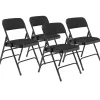 NPS 2300 Series Fabric Padded Triple Brace Double Hinge Premium Folding Chairs, Midnight Black/Black, 4 Pack (2310/4)
