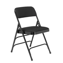 NPS 2300 Series Fabric Padded Triple Brace Double Hinge Premium Folding Chairs, Midnight Black/Black, 4 Pack (2310/4)