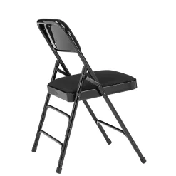 NPS 2300 Series Fabric Padded Triple Brace Double Hinge Premium Folding Chairs, Midnight Black/Black, 4 Pack (2310/4)