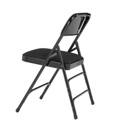 NPS 2300 Series Fabric Padded Triple Brace Double Hinge Premium Folding Chairs, Midnight Black/Black, 4 Pack (2310/4)