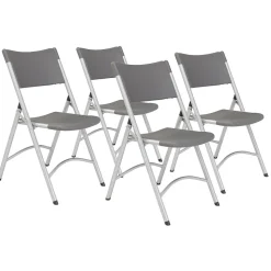NPS 600 Series Heavy Duty Plastic Folding Chair, Charcoal Slate, 4 Pack (620/4)