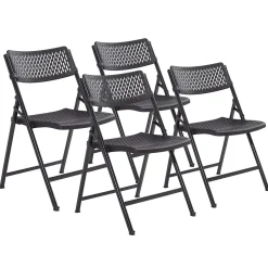 NPS AirFlex Series Premium Polypropylene Folding Chair, Black, 4/Pack (1410)