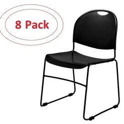 NPS Commercialine 850 Series Ultra Compact Stack Chair, Black, 8 Pack (850-CL/8)
