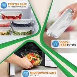 NutriChef Stackable Borosilicate Glass Food Storage Containers Set, 10-Piece (NCCLX5)