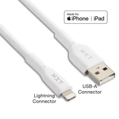 NXT Technologies™ 10 Ft. Braided Lightning to USB Cable, White (NX60463)