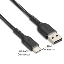 NXT Technologies™ 4 Ft. Braided USB-C to USB-A Cable, Black (NX60473)