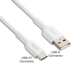 NXT Technologies™ 4 Ft. Braided USB-C to USB-A Cable, White (NX60474)