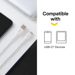 NXT Technologies™ 4 Ft. Braided USB-C to USB-A Cable, White (NX60474)