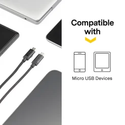 NXT Technologies 4 Ft. Braided USB-A to Micro-USB Charging Cable for Samsung/Android, Black (NX54334)