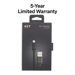 NXT Technologies 4 Ft. Braided USB-A to Micro-USB Charging Cable for Samsung/Android, Black (NX54334)