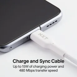 NXT Technologies™ 6 Ft. Braided USB-C Cable, White (NX60470)
