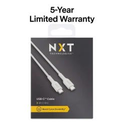 NXT Technologies™ 6 Ft. Braided USB-C Cable, White (NX60470)