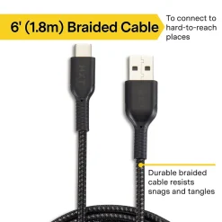 NXT Technologies™ 6 Ft. Braided USB-C to USB-A Cable, Black (NX60471)