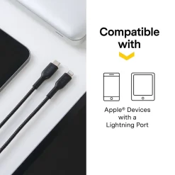 NXT Technologies™ 4 Ft. Braided USB-C to Lightning Cable for iPhone/iPad/iPod touch, Black (LBA020-4BKST)