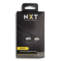 NXT Technologies™ 15' USB A to USB A Cable, Male to Female, Black (NX29741)