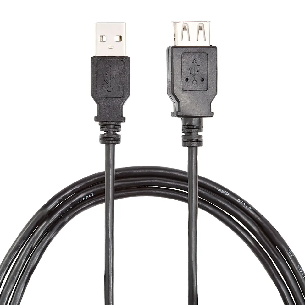 NXT Technologies™ 6' USB A to USB A Cable, Male to Female, Black (NX29753)