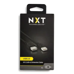NXT Technologies™ 6' USB A to USB A Cable, Male to Female, Black (NX29753)