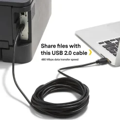 NXT Technologies™ 16' USB B to USB A Printer Cable, Male to Male, Black (NX29931)