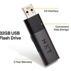 NXT Technologies™ 32GB USB 2.0 Type A Flash Drive, Black (NX27989-US/CC)
