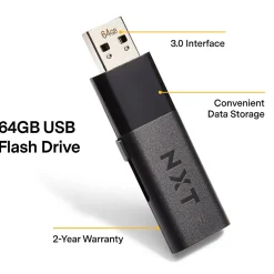 NXT Technologies™ 64GB USB 3.0 Type A Flash Drive, Black, 2/Pack (NX56885-US/CC)