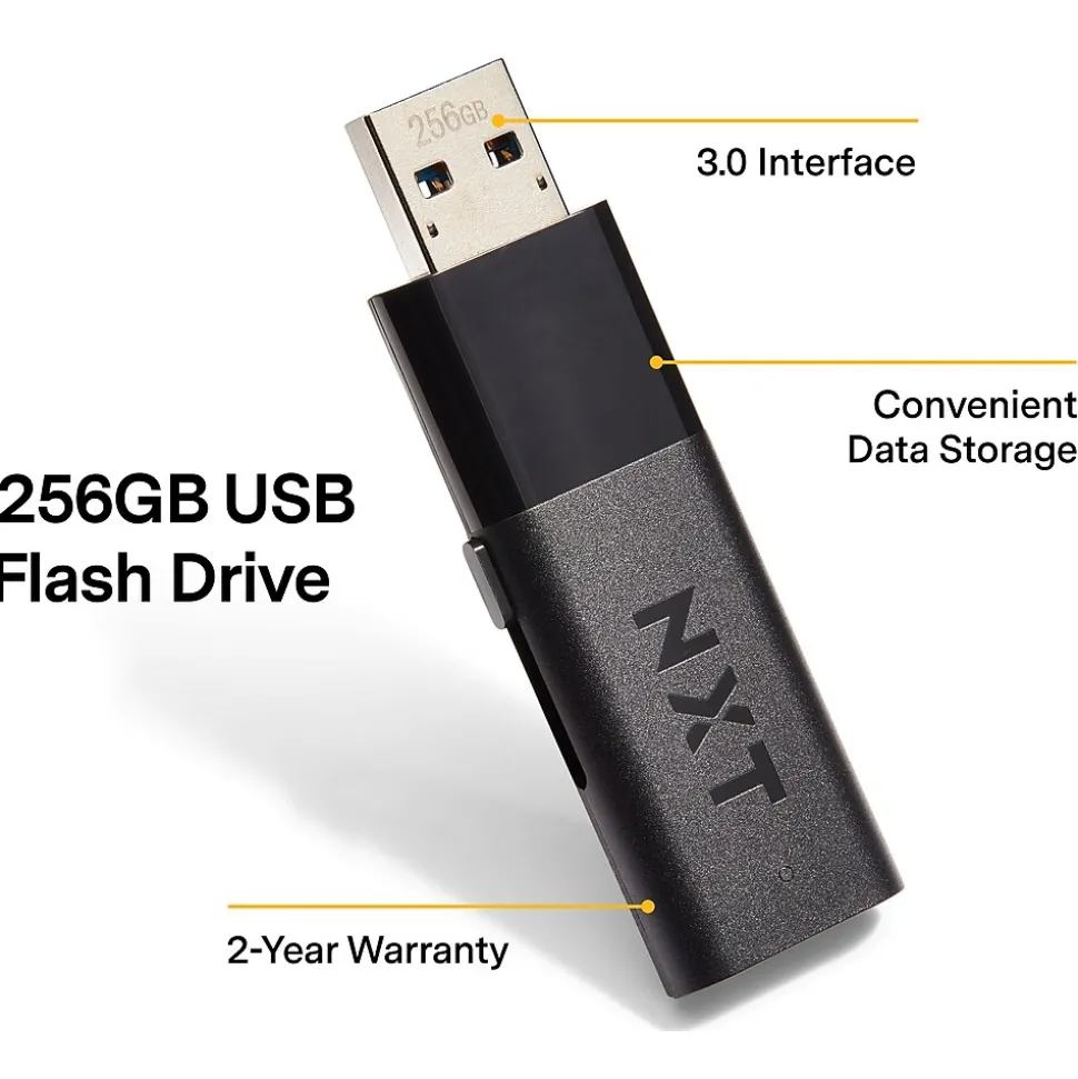 NXT Technologies 256GB USB 3.0 Type-A Flash Drive, Black (NX56882-US/CC)