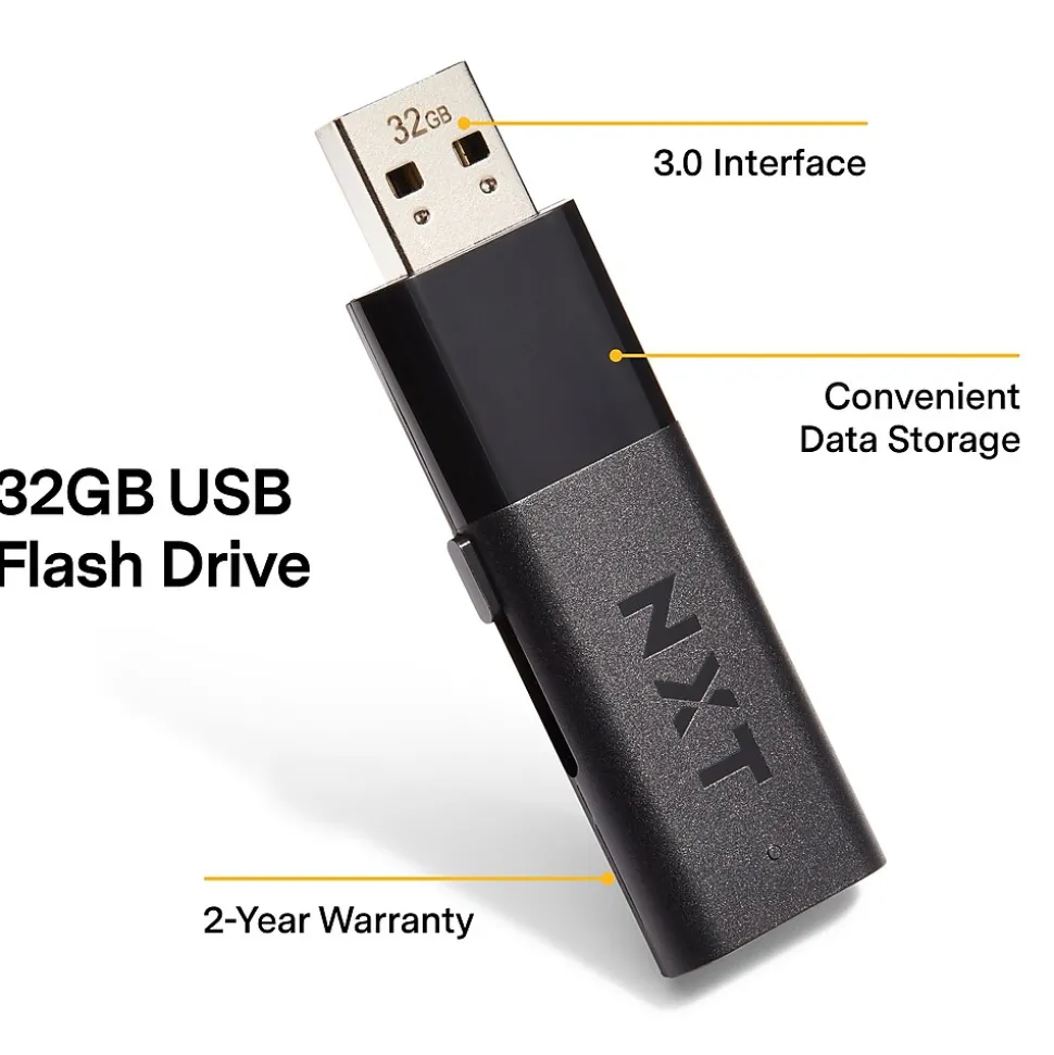 NXT Technologies™ 32GB USB 3.0 Type A Flash Drive, Black (NX27996-US/CC)