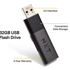 NXT Technologies™ 32GB USB 2.0 Type A Flash Drive, Black, 2/Pack (NX52550-US/CC)