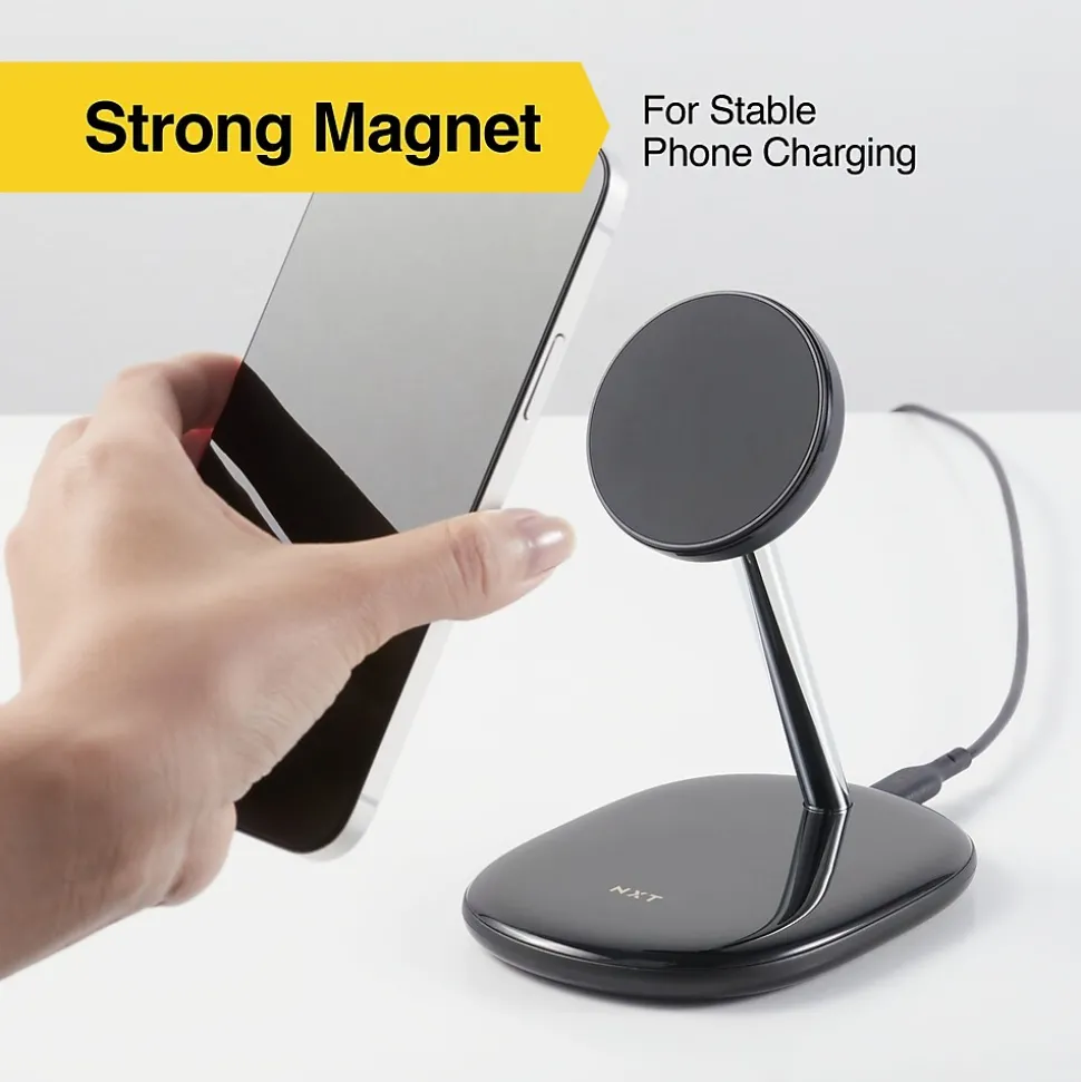NXT Technologies™ Magnetic Wireless Charging Stand with USB-C Cable for iPhone 12/13, Black (NX60458)