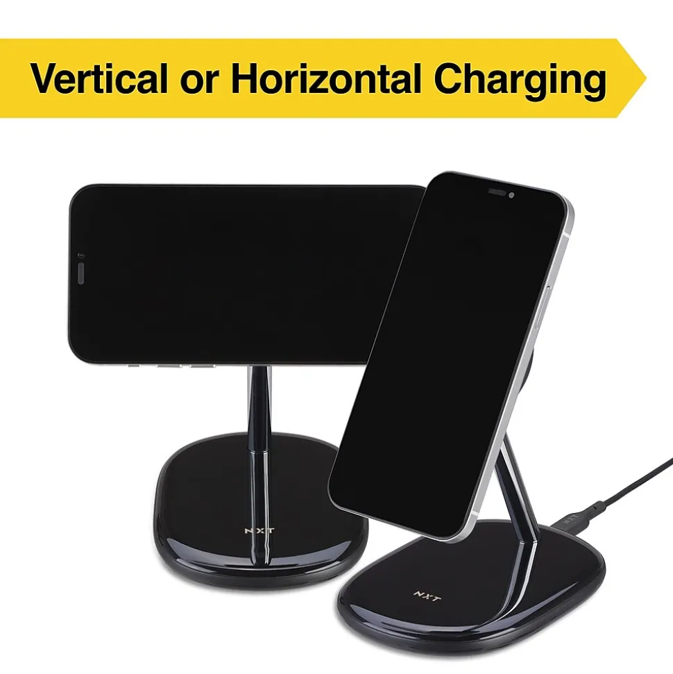 NXT Technologies™ Magnetic Wireless Charging Stand with USB-C Cable for iPhone 12/13, Black (NX60458)