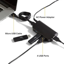 NXT Technologies™ 4-Port USB 3.0 Hub, Black (NX29745)