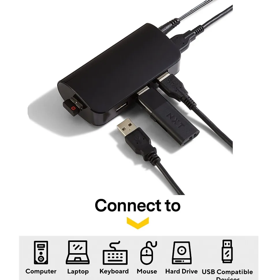 NXT Technologies™ 4-Port USB 3.0 Hub, Black (NX29745)