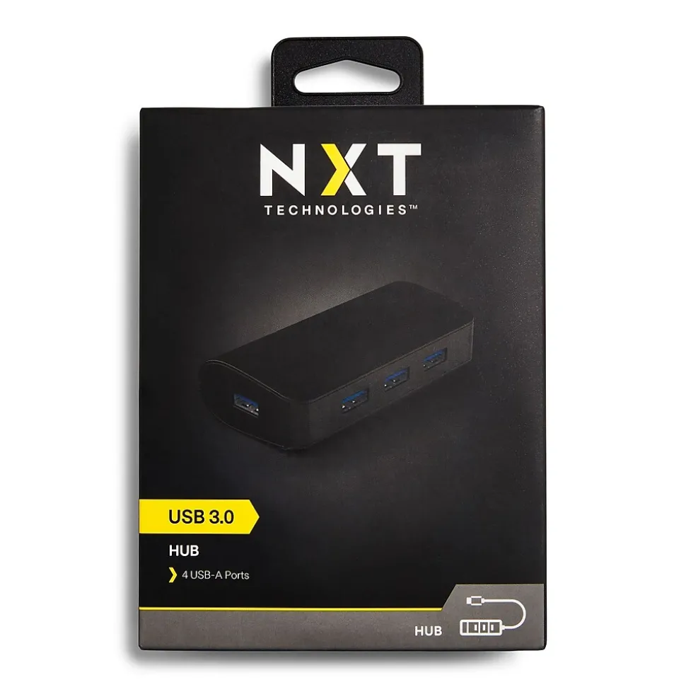 NXT Technologies™ 4-Port USB 3.0 Hub, Black (NX29745)