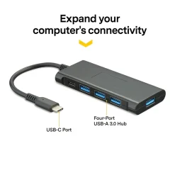 NXT Technologies 4-Port USB-C Hub, Black (NX60398)