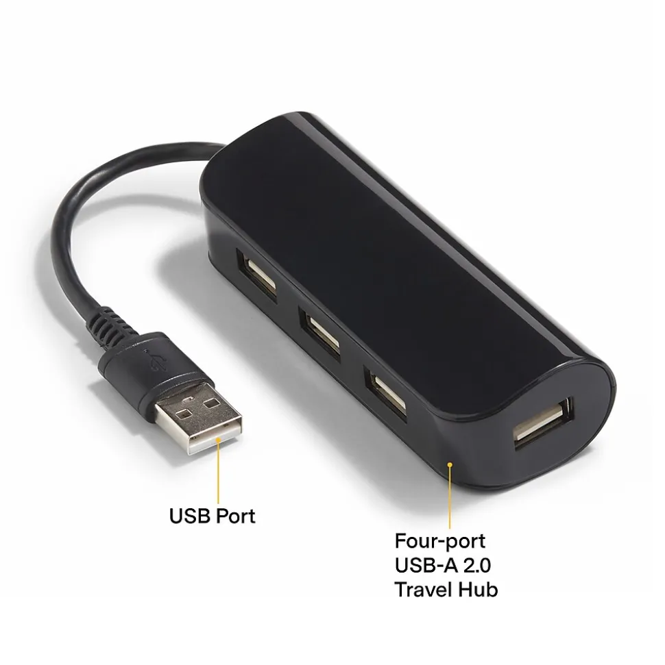 NXT Technologies™ 4-Port USB 2.0 Hub, Black (NX56850)