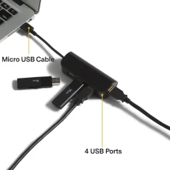 NXT Technologies™ 4-Port USB 2.0 Hub, Black (NX56850)