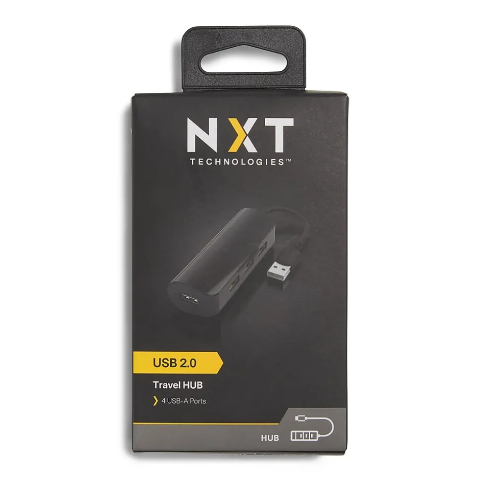NXT Technologies™ 4-Port USB 2.0 Hub, Black (NX56850)