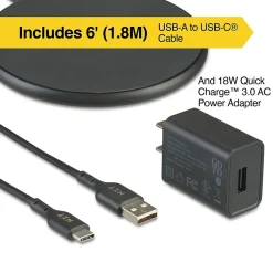 NXT Technologies™ Qi Wireless Charger with USB-C Cable, Black (NX60454)