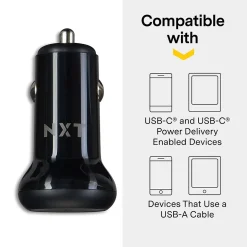 NXT Technologies™ Universal USB-C Car Charger, Black (NX60450)