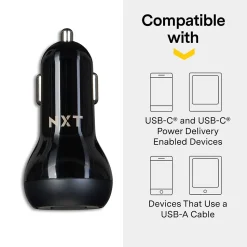 NXT Technologies™ Universal USB-C/USB-A Car Charger, Black (NX60452)