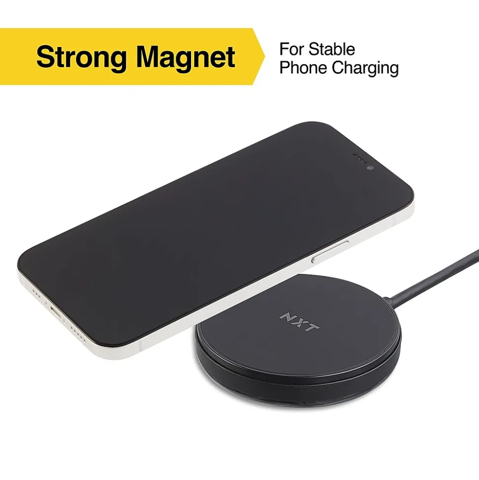 NXT Technologies™ Wireless Magnetic Charger Bundle for Most Smartphones, Black (NX60457)
