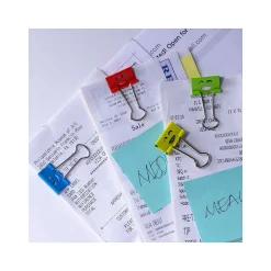 Officemate Smiling Face Small Binder Clips, 0.38" Capacity, Assorted Colors, 42 Clips/Pack (31090)