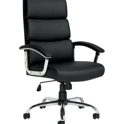 Offices To Go Executive Chair, Luxhide Upholstery, Black, Seat: 21"W x 18"D, Back: 24"H x 19 1/2"W
