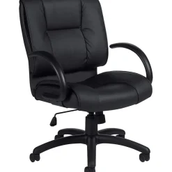 Offices To Go Luxhide Executive Mid-Back Chair, Bonded Leather, Black (OTG2701BL20)
