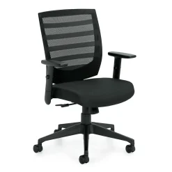 Offices To Go Mid-Back Mesh Fabric Management Chair, Black, Adjustable Arms (OTG11921B)