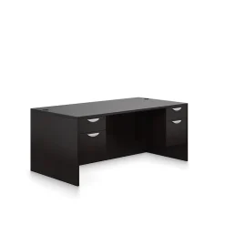 Offices To Go Superior Laminate Double Pedestal Desk, BBF/FF, American Espresso, 29 1/2"Hx71"Wx36"D