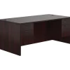 Offices To Go Superior Laminate Double Pedestal Desk, Box/File, American Mahogany, 29.5"Hx71"Wx36"D
