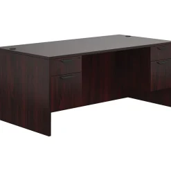 Offices To Go Superior Laminate Double Pedestal Desk, Box/File, American Mahogany, 29.5"Hx71"Wx36"D