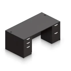 Offices To Go Superior Laminate Double Pedestal Desk, Box/File, American Espresso, 29.5"Hx71"Wx36"D