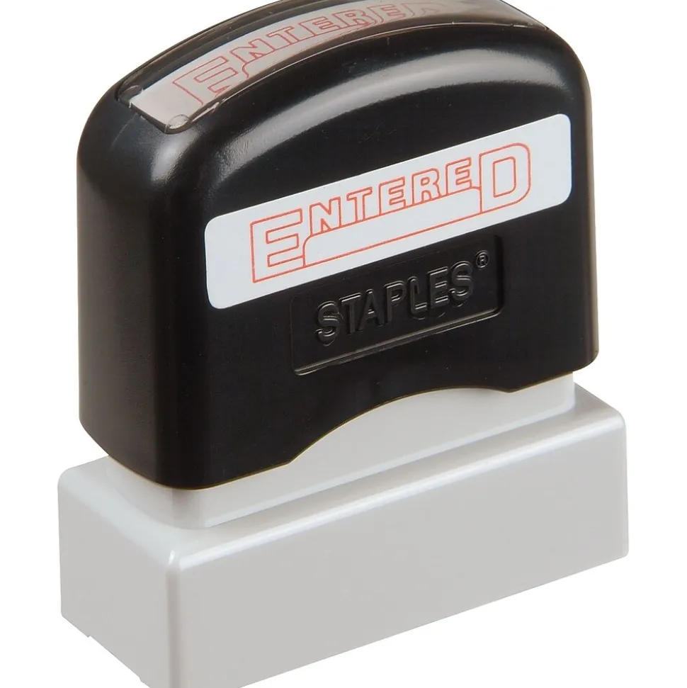 Offistamp® Pre-Inked Stamp, "Entered", Red Ink